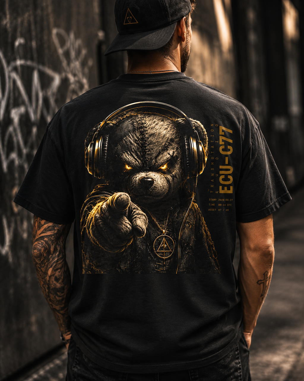 DJ Teddy Bear T Shirt | Dark Rave Graphic Tee | Techno Music Shirt | Creepy Bear Streetwear | EDM Festival Back Print