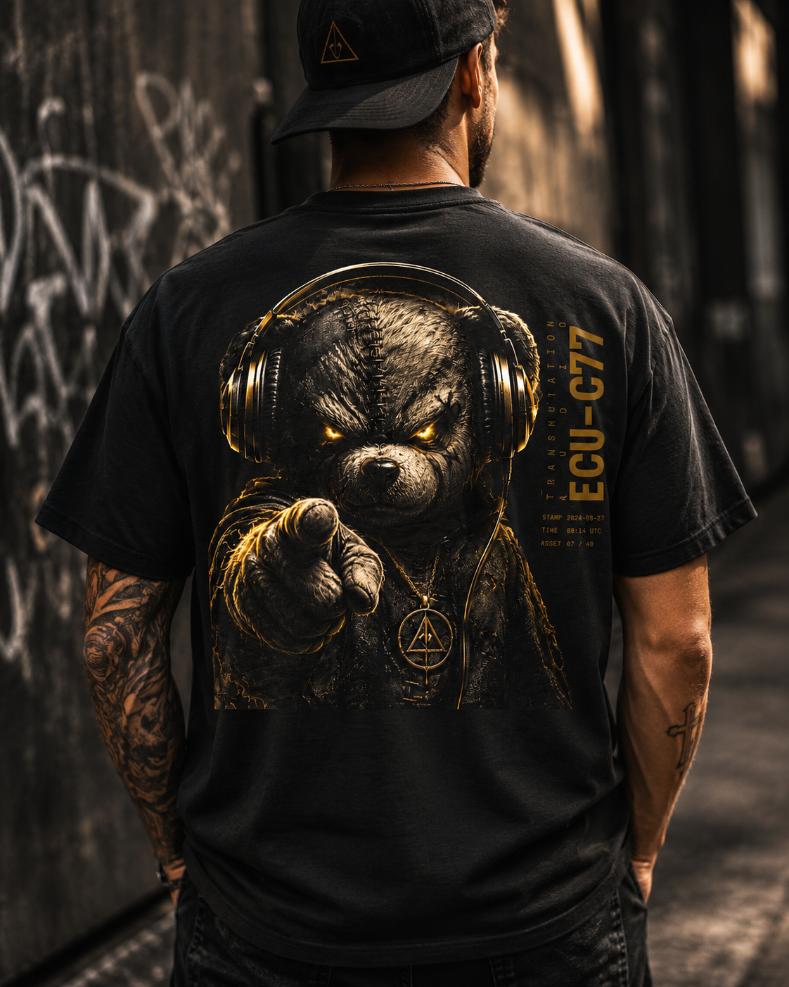 DJ Teddy Bear T Shirt | Dark Rave Graphic Tee | Techno Music Shirt | Creepy Bear Streetwear | EDM Festival Back Print