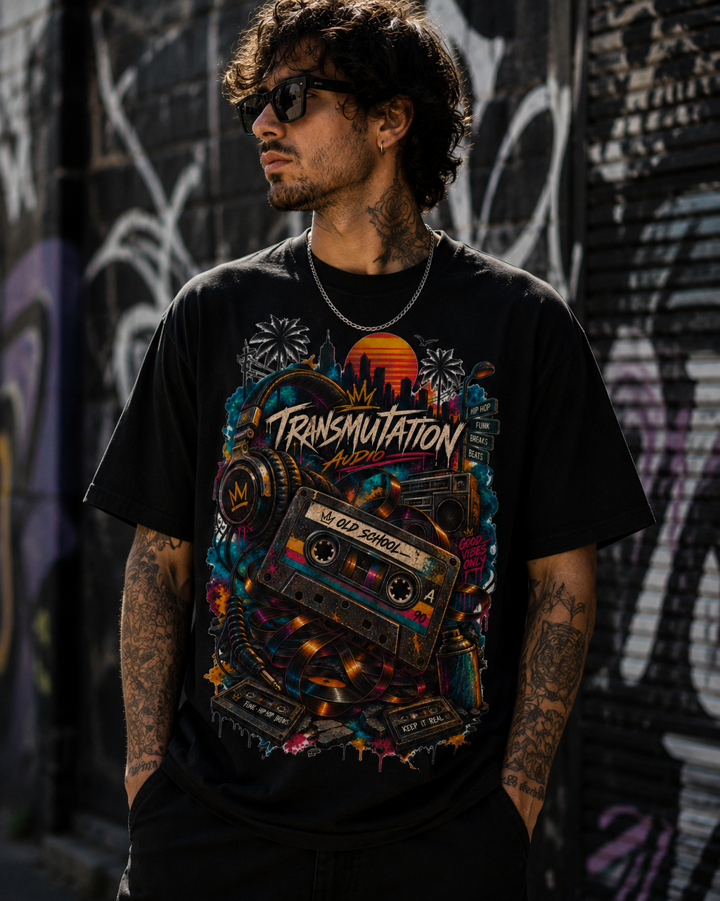 Old School Frequency T-Shirt  Retro Cassette Hip Hop Graphic Tee, Vintage 90s Streetwear, Funk Breaks Music Shirt, Transmutation Audio