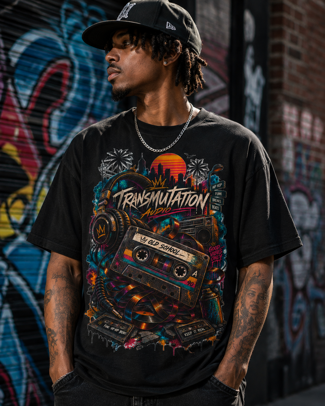 Old School Frequency T-Shirt  Retro Cassette Hip Hop Graphic Tee, Vintage 90s Streetwear, Funk Breaks Music Shirt, Transmutation Audio