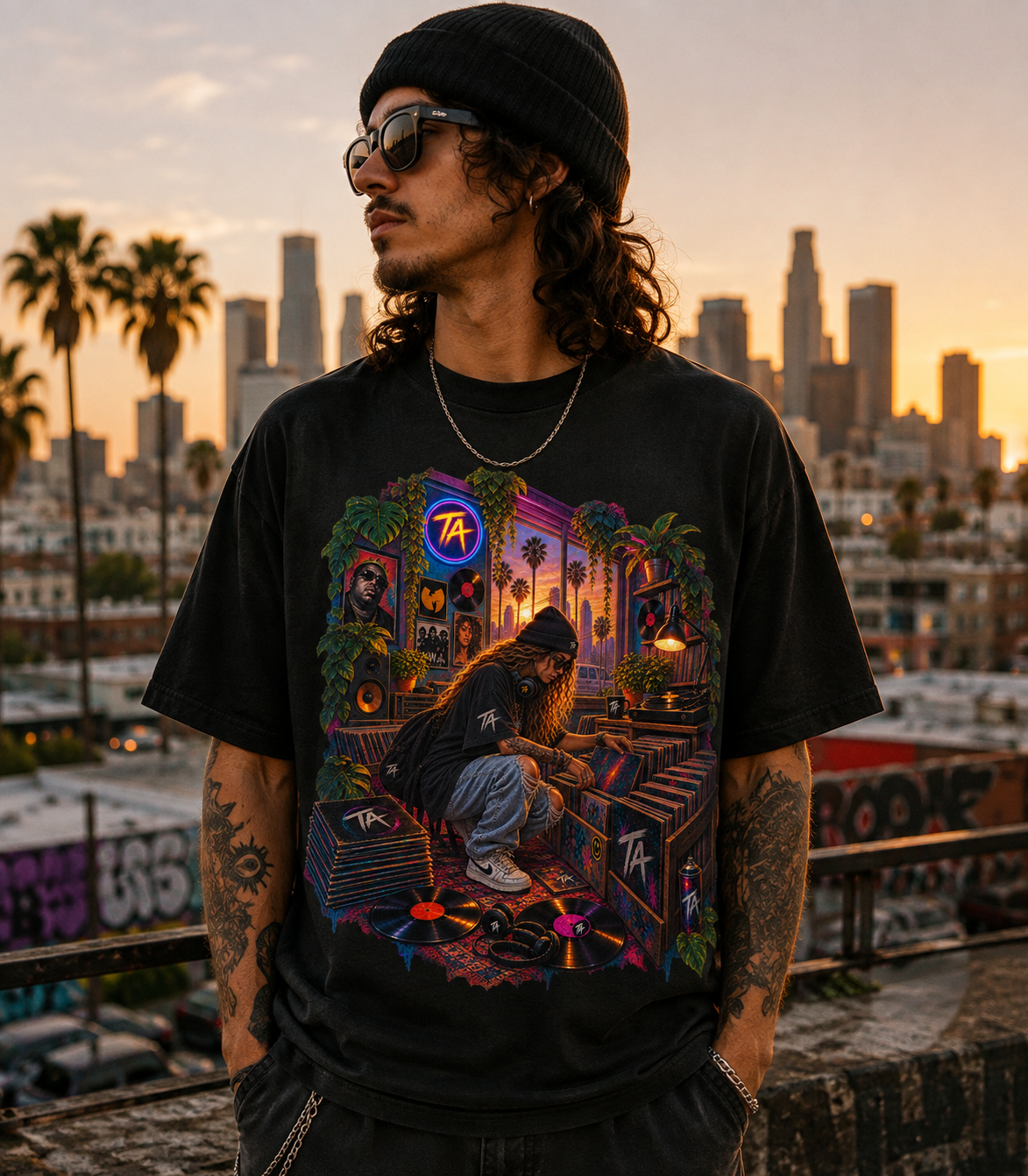 Transmutation Audio  Vinyl Sanctuary Retro Record Store Streetwear Graphic T-Shirt