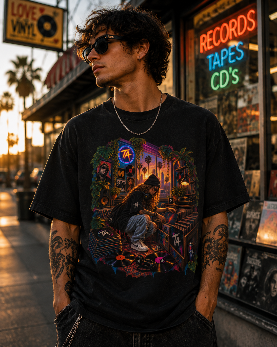 Transmutation Audio  Vinyl Sanctuary Retro Record Store Streetwear Graphic T-Shirt