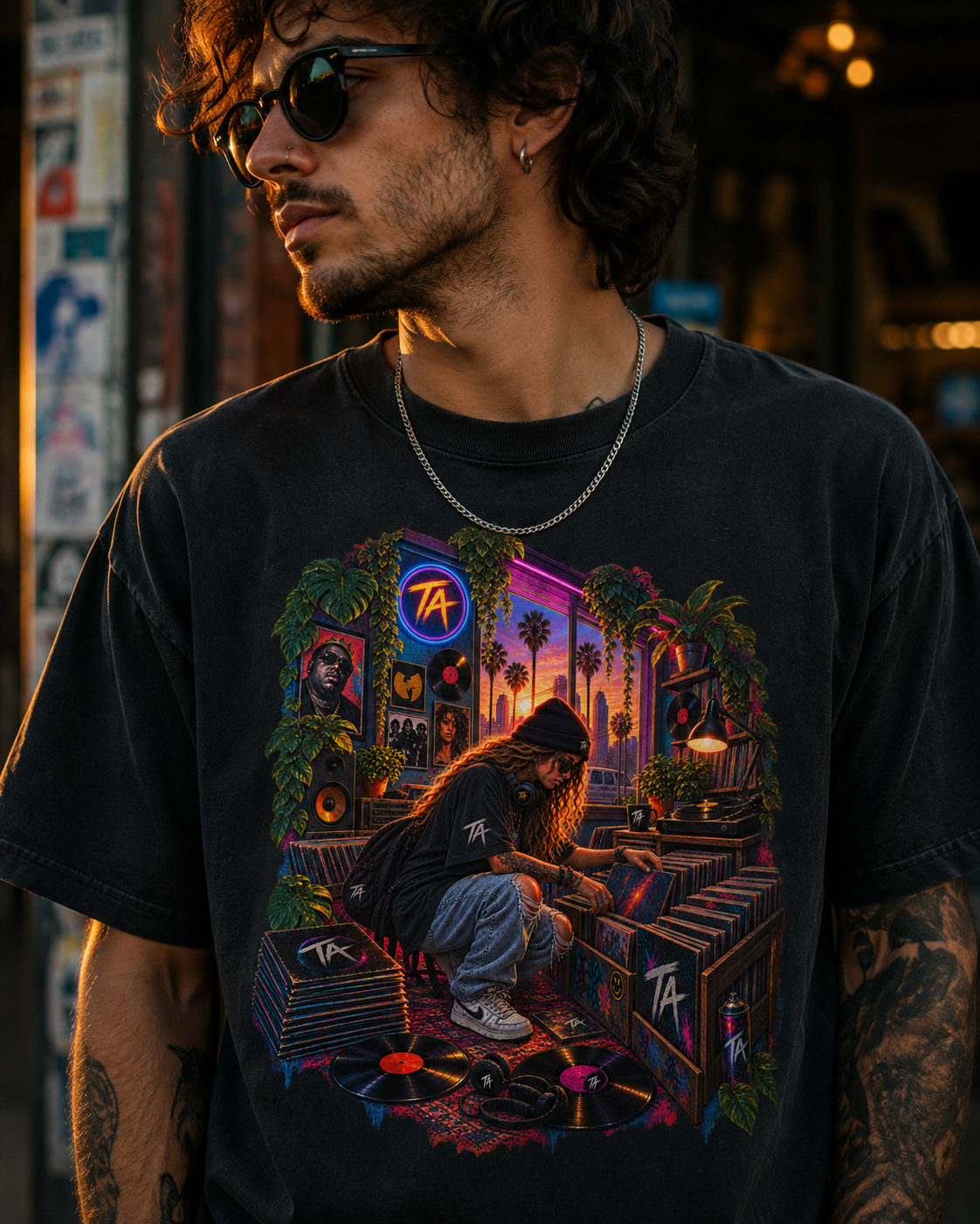 Transmutation Audio  Vinyl Sanctuary Retro Record Store Streetwear Graphic T-Shirt