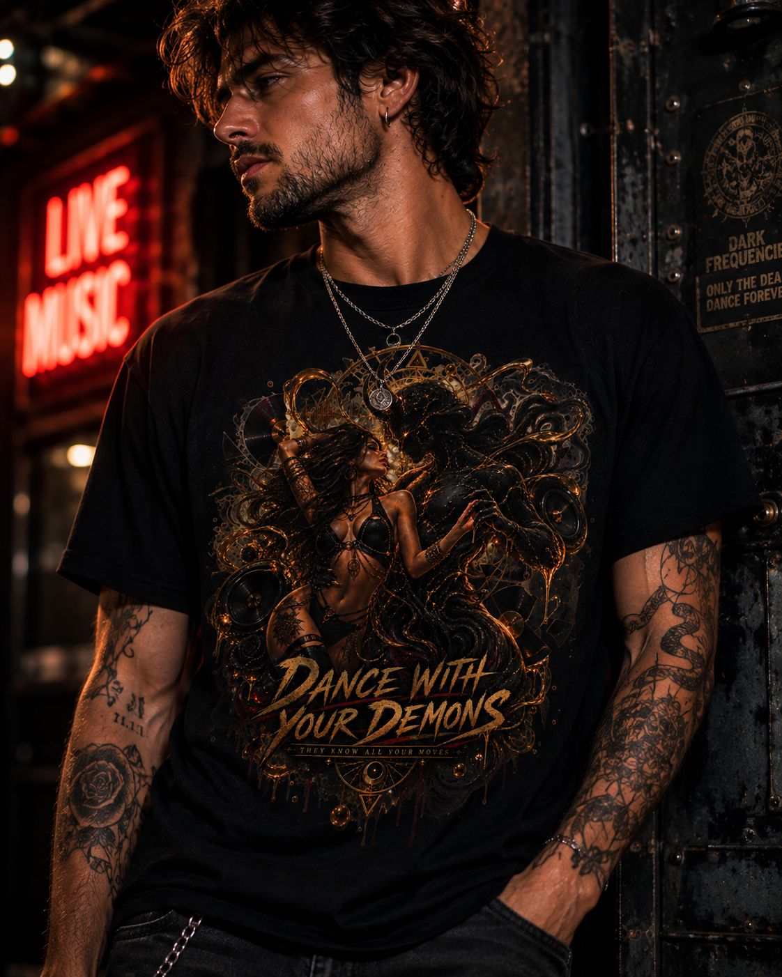 Dance With Your Demons T Shirt, Dark Gothic Graphic Tee, Demon Art Shirt, Alternative Music Festival Rave Tee