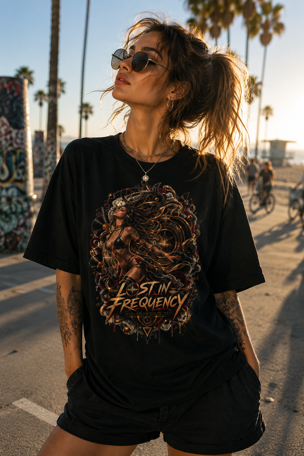 Lost in Frequency T-Shirt, Dark Gothic Music Graphic Tee, Alternative Rave Shirt, EDM Festival Techno Tee