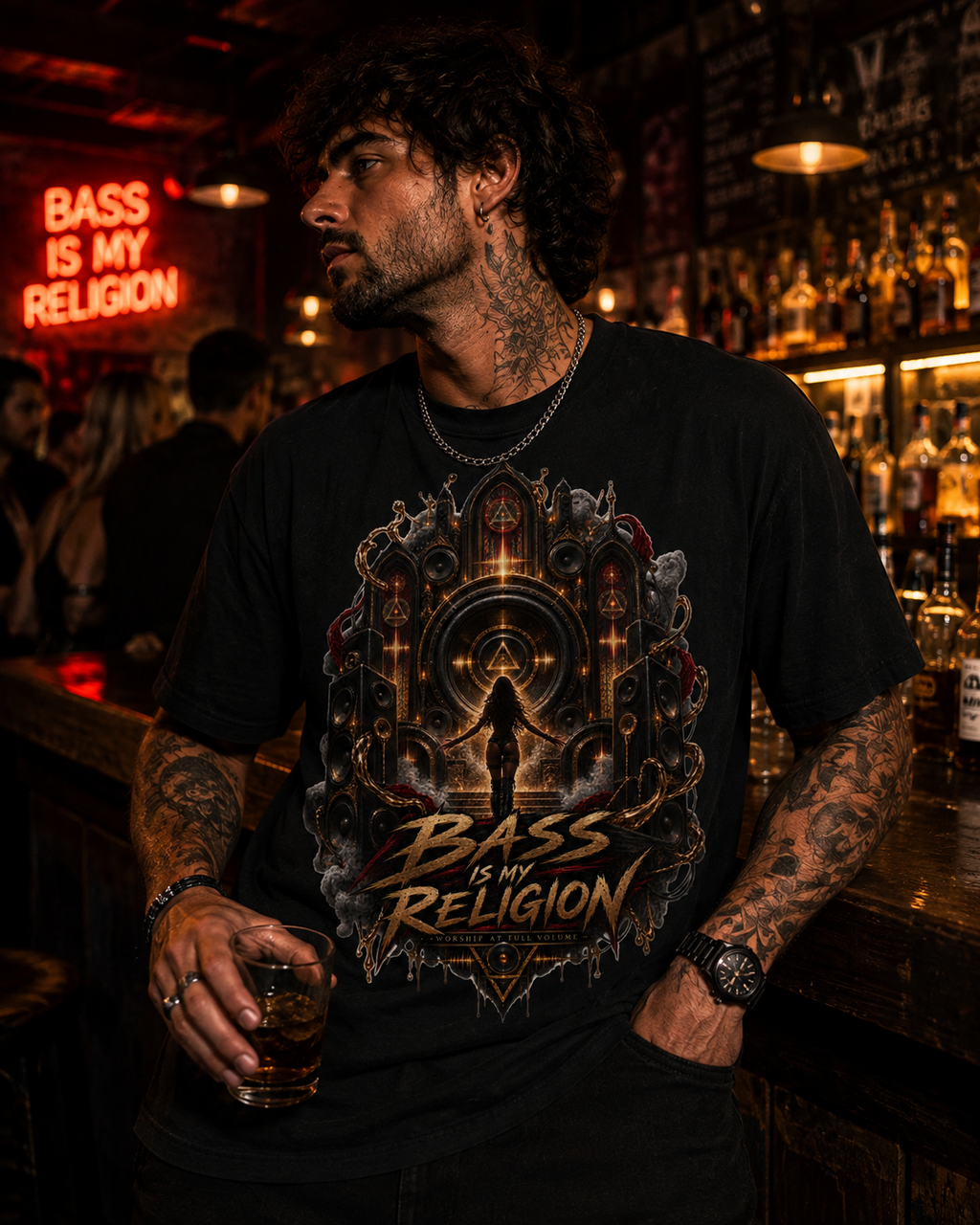 Bass Is My Religion T-Shirt, Gothic EDM Graphic Tee, Techno Rave Shirt, Alternative Festival Music Tee