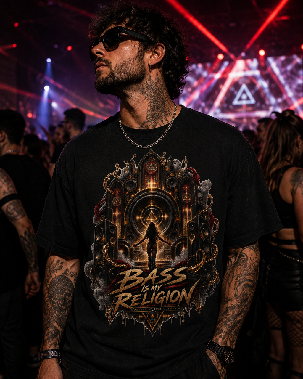Bass Is My Religion T-Shirt, Gothic EDM Graphic Tee, Techno Rave Shirt, Alternative Festival Music Tee