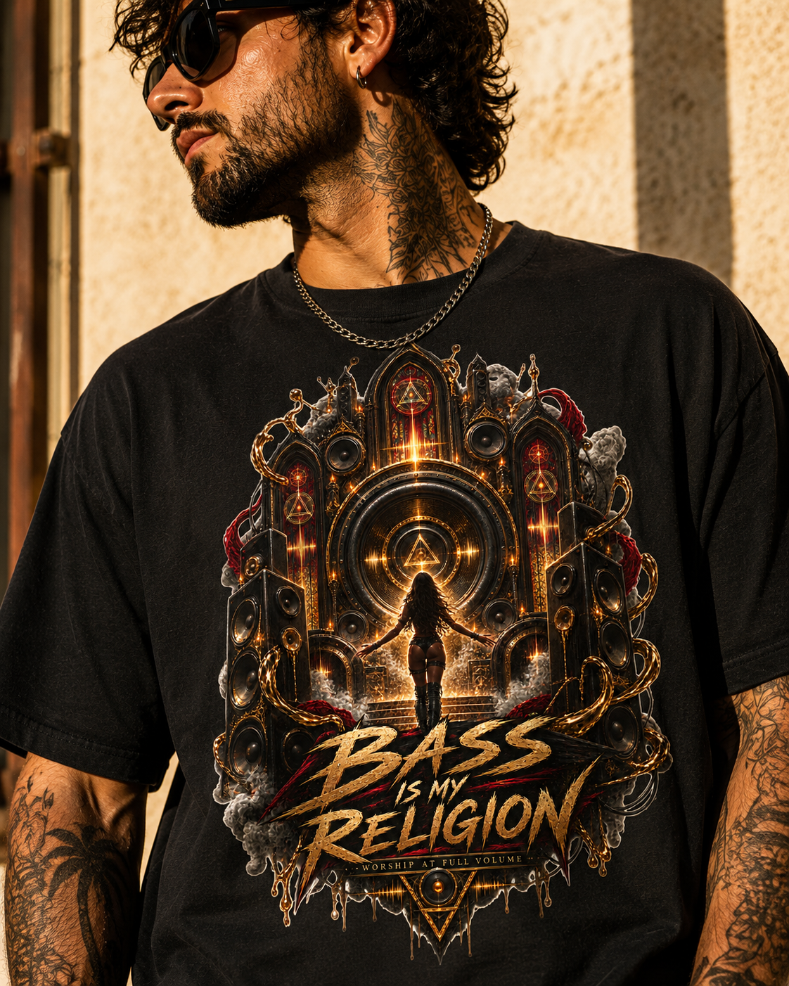 Bass Is My Religion T-Shirt, Gothic EDM Graphic Tee, Techno Rave Shirt, Alternative Festival Music Tee