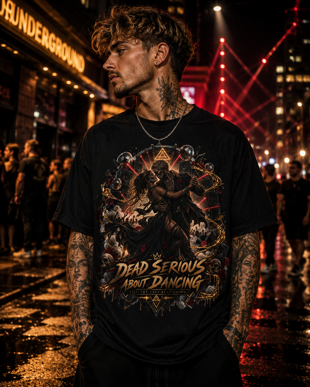 Dead Serious About Dancing T-Shirt, Gothic Rave Graphic Tee, Techno Festival Shirt, Alternative EDM Dance Tee