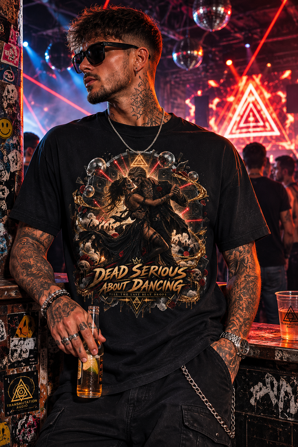 Dead Serious About Dancing T-Shirt, Gothic Rave Graphic Tee, Techno Festival Shirt, Alternative EDM Dance Tee