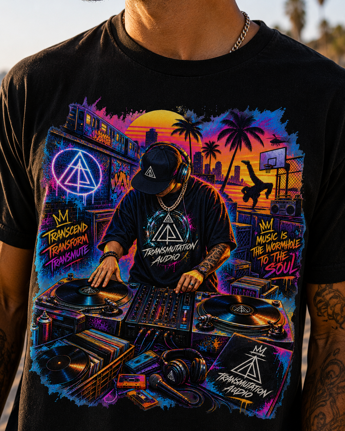 Old School Frequency, Retro DJ T Shirt, Vinyl Turntable Graphic Tee, 90s Hip Hop Streetwear, Music Lover Shirt