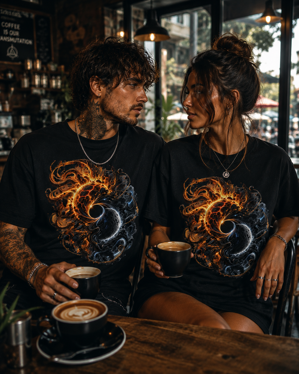 Sun & Moon Eclipse Graphic T-Shirt, Celestial Yin Yang Tee, Cosmic Festival Shirt, Dark Light Spiritual Streetwear