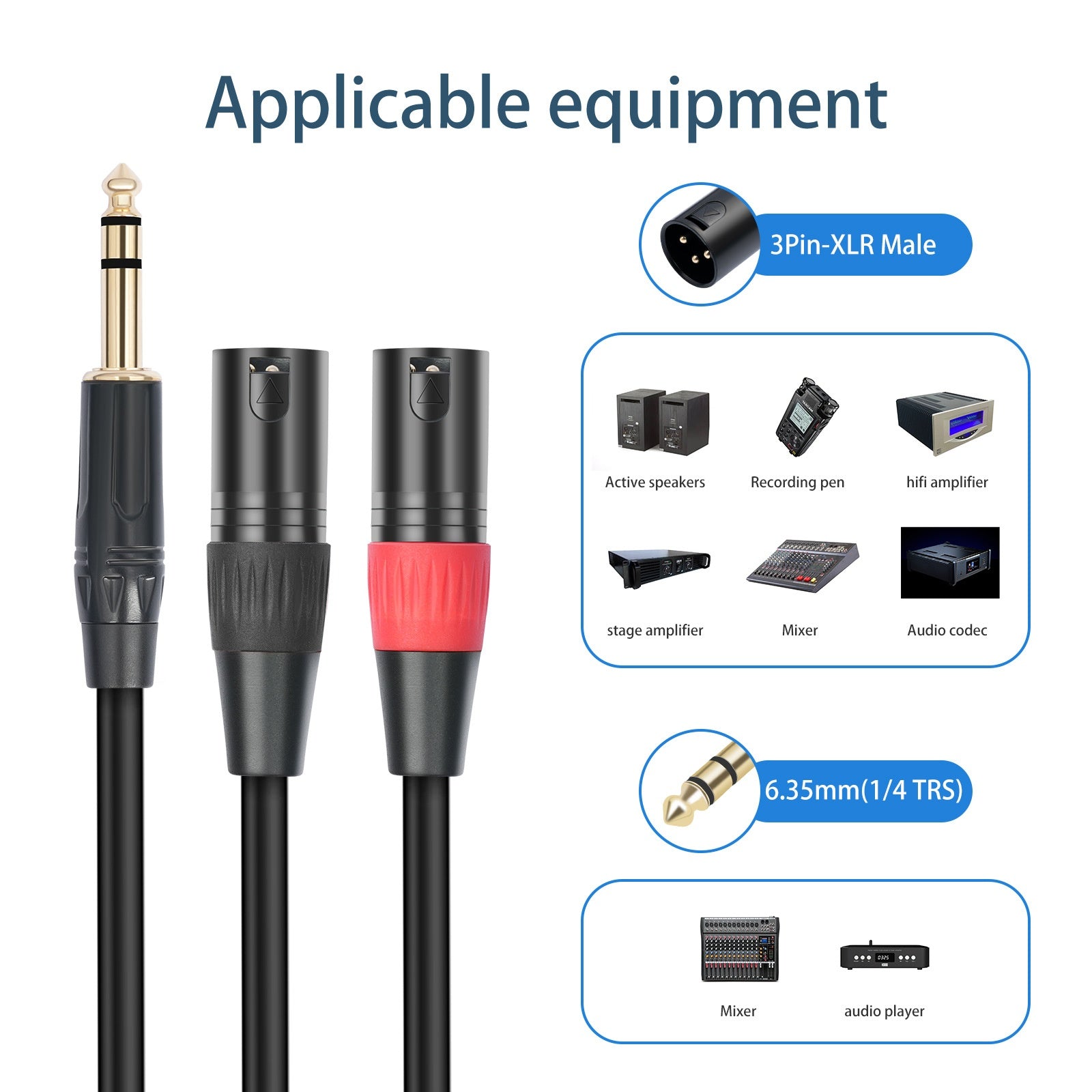 6.35mm TRS to XLR Cable