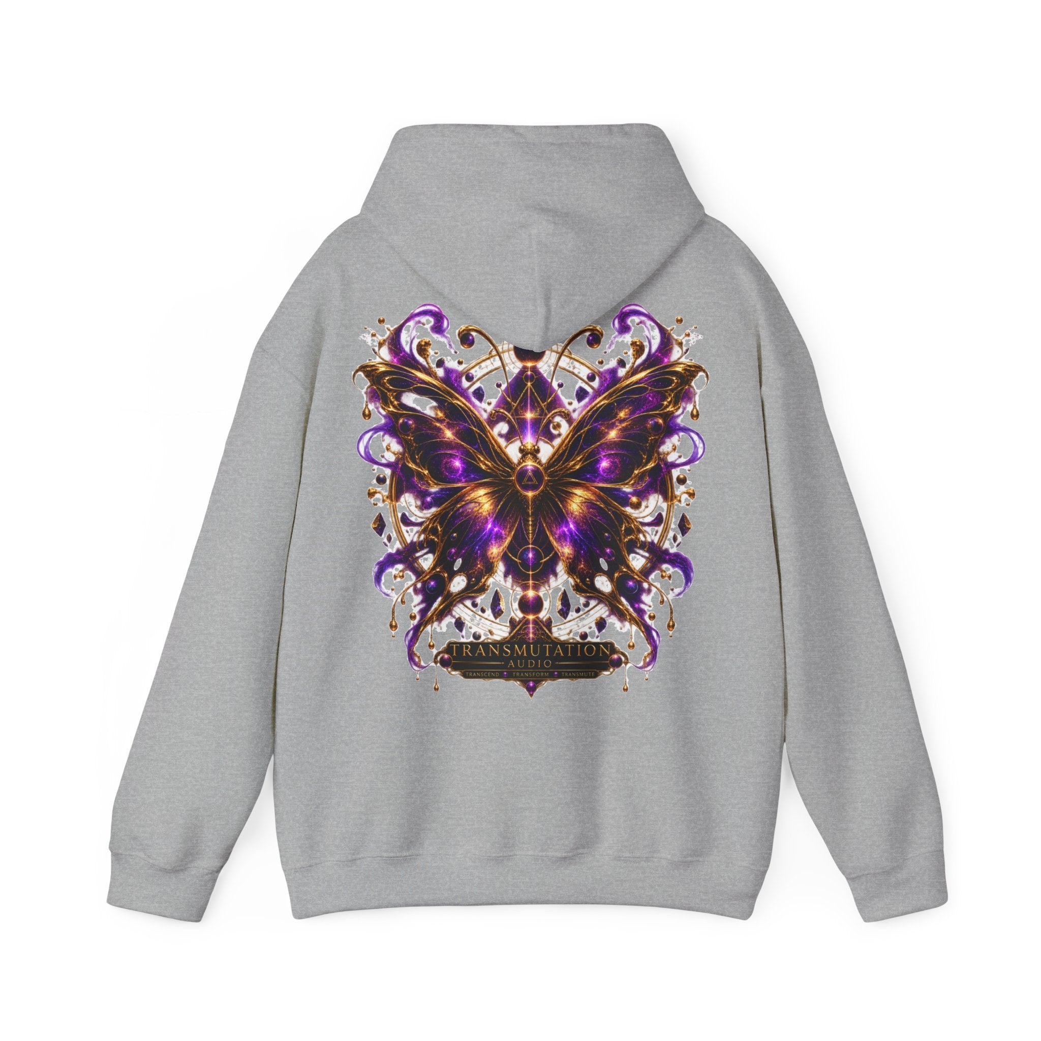 Butterfly Mandala Hoodie — Purple Gold Decorative Butterfly Back Print