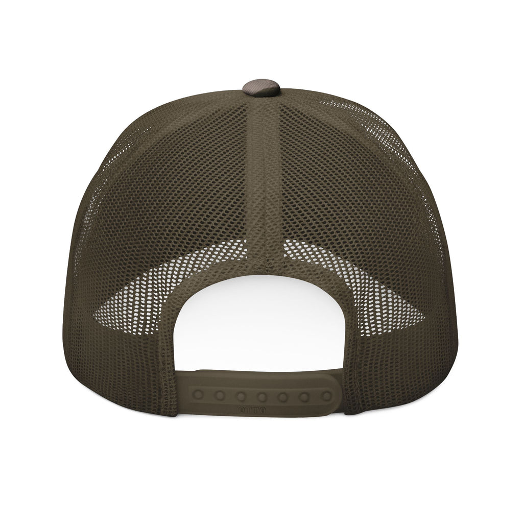 Camo Embroidered Trucker Hat — Outdoor Military-Style Mesh Cap
