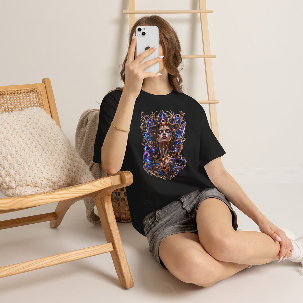 Cosmic Oracle T-Shirt, Psychedelic Goddess Graphic Tee, Celestial Fantasy Art Shirt, Festival Streetwear, Mystical Unisex Tee