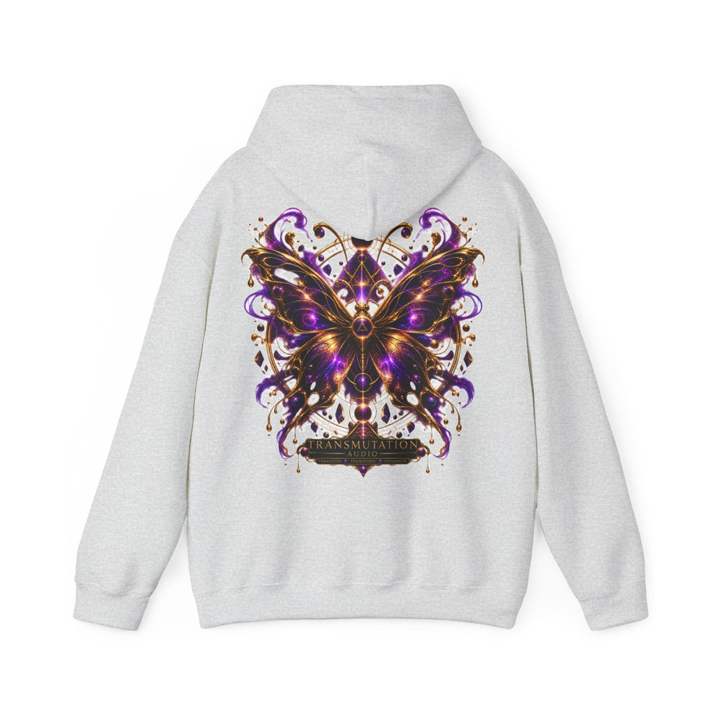 Butterfly Mandala Hoodie — Purple Gold Decorative Butterfly Back Print