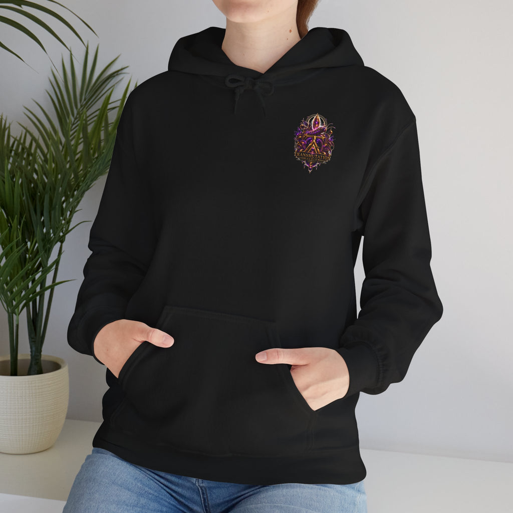 Transformation Butterfly Hoodie — Purple Gold Metamorphosis Graphic Hoodie