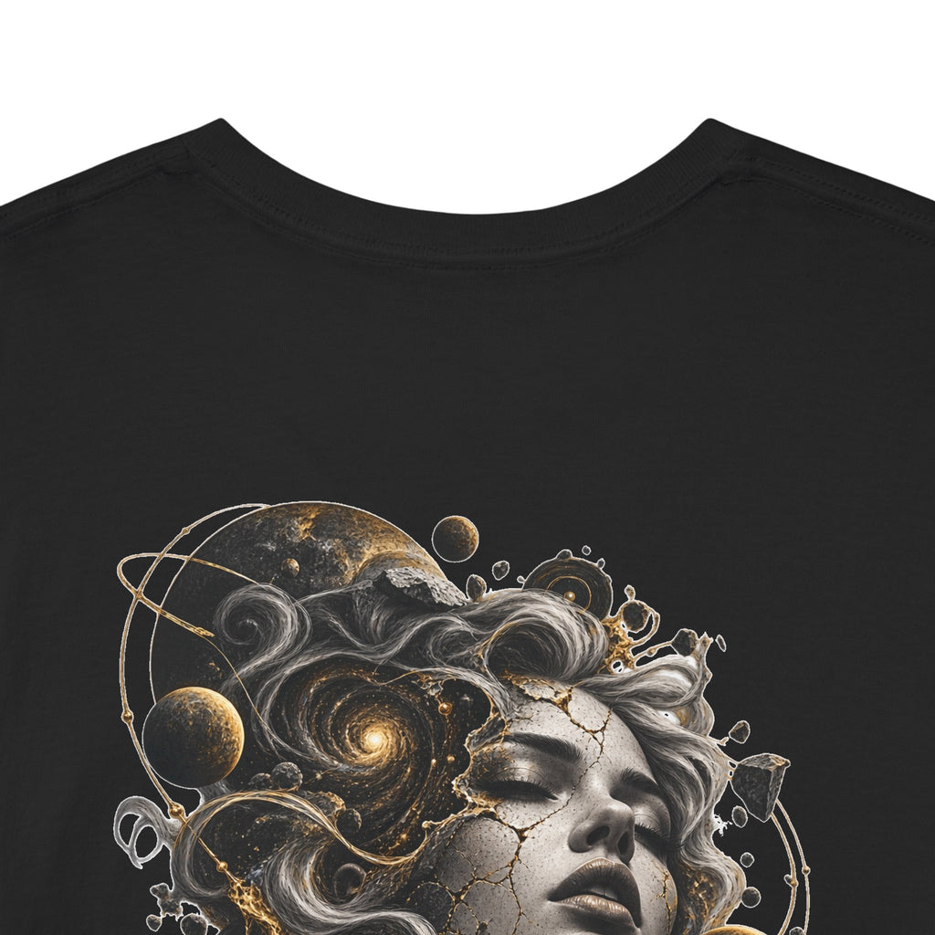 Medusa-Inspired Graphic Tee — Surreal Goddess Art Back Print