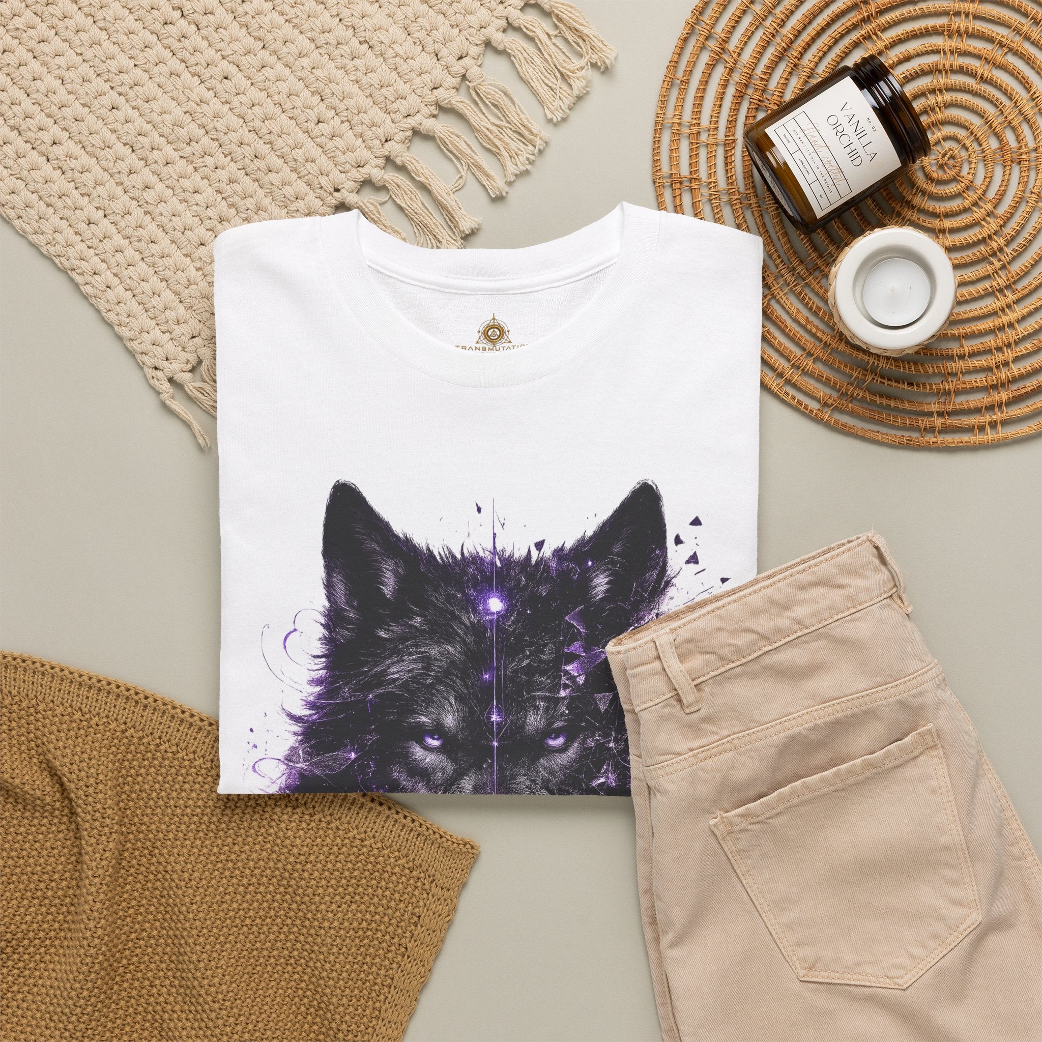 Galactic Wolf Tee  Purple Nebula Wolf Head Mystical Animal Shirt