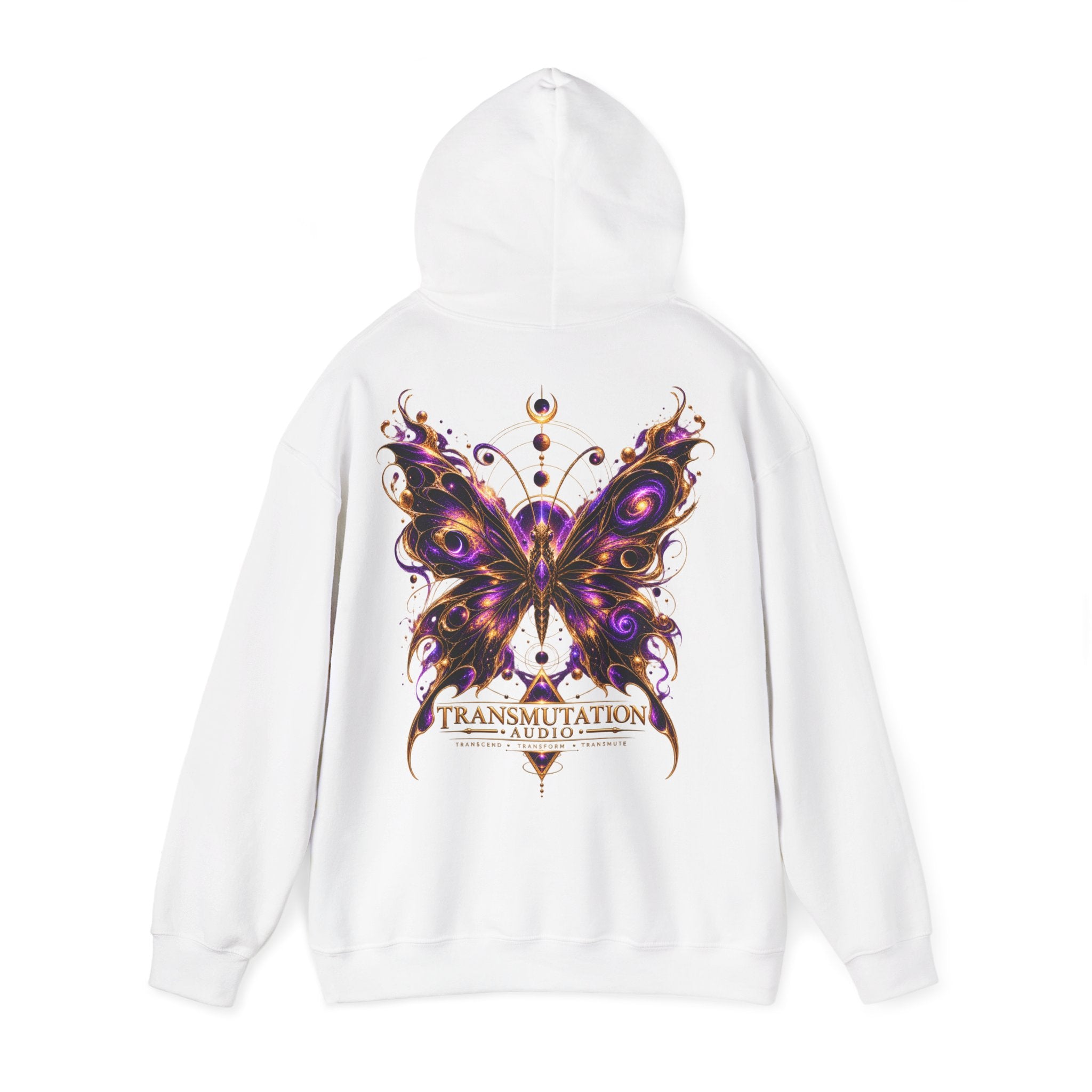 Transmutation Audio Butterfly Hoodie — Psychedelic Purple Metamorphosis Sweatshirt