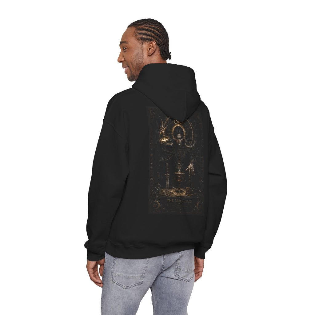 Occult Alchemist Hoodie — Mystical Gold Tarot-Style Backprint