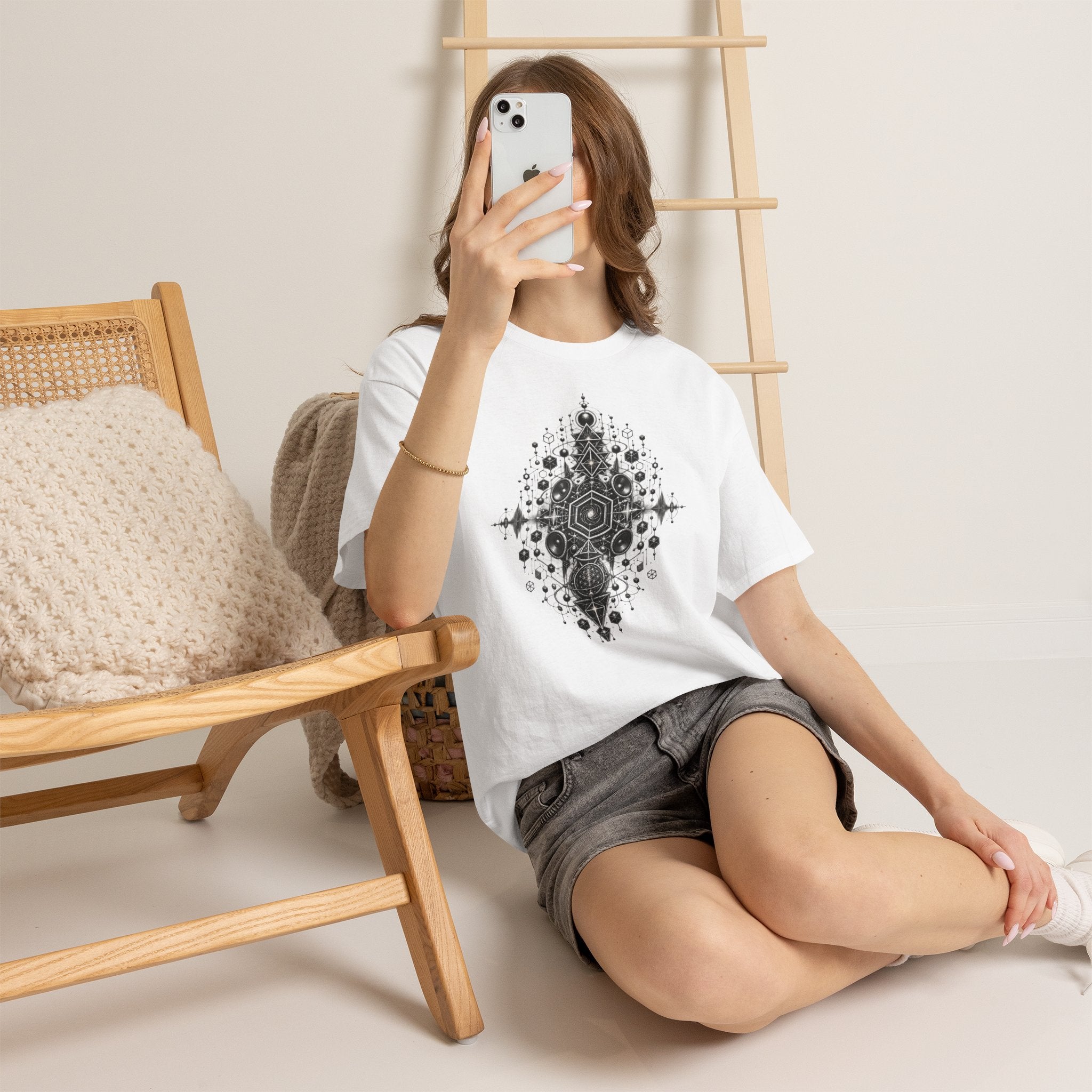 Geometric Mandala Pattern T-Shirt  Symmetrical  Design