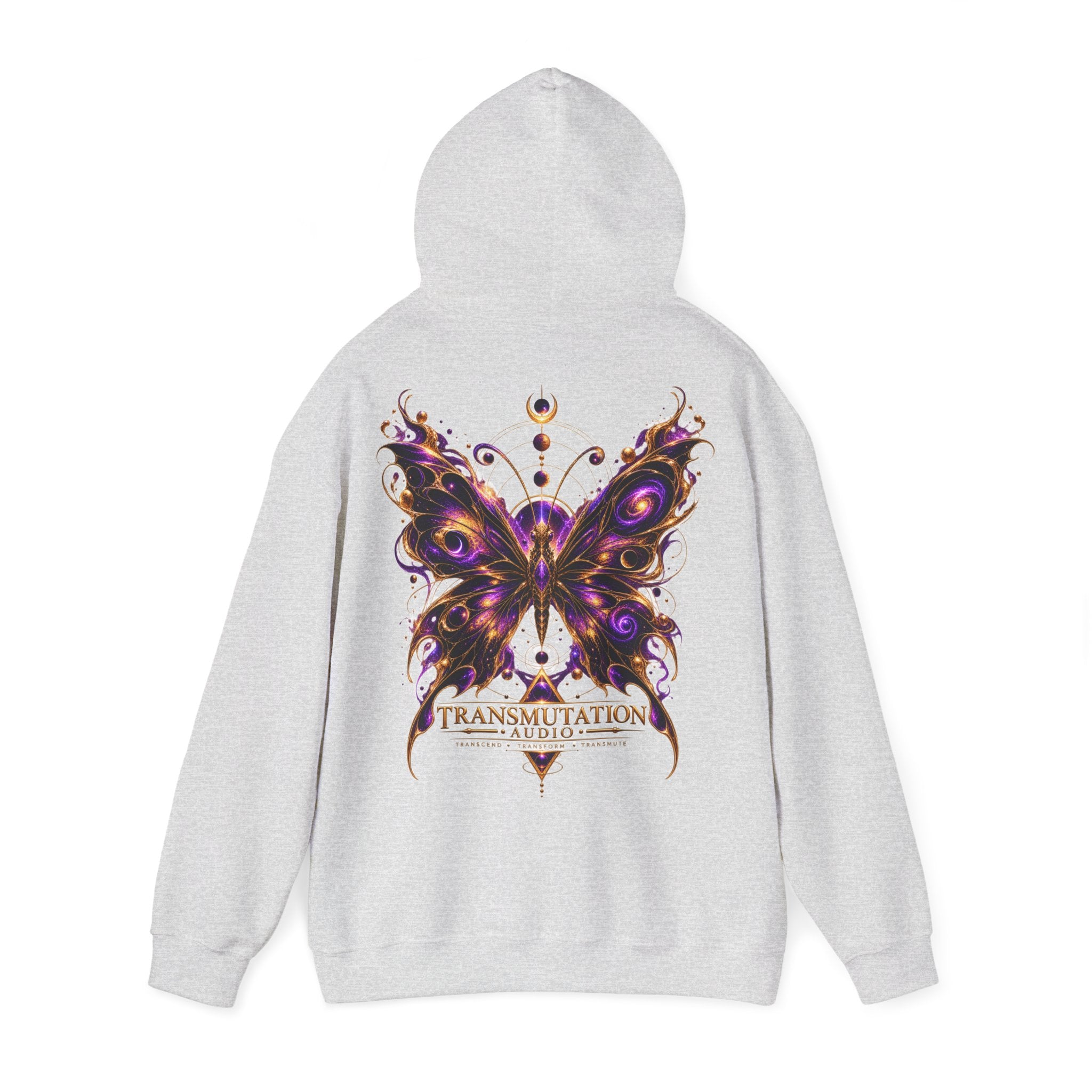 Transmutation Audio Butterfly Hoodie — Psychedelic Purple Metamorphosis Sweatshirt