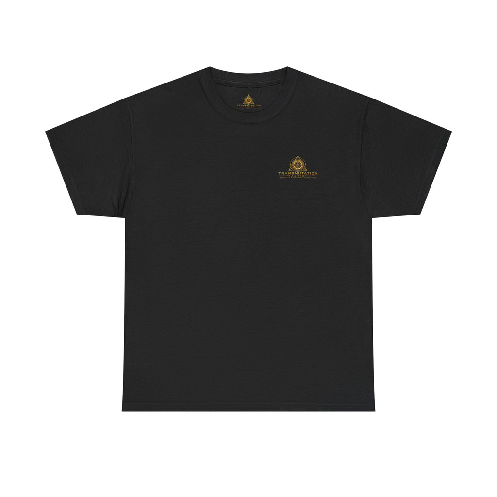 Occult Alchemist Graphic Tee — Dark Gothic Backprint with Gold Sigils