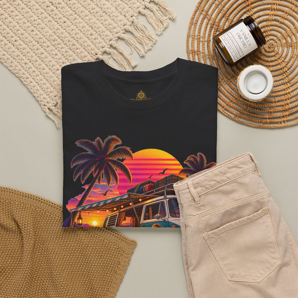 Retro Van Life T-Shirt  80s Sunset Camper Music Graphic Tee