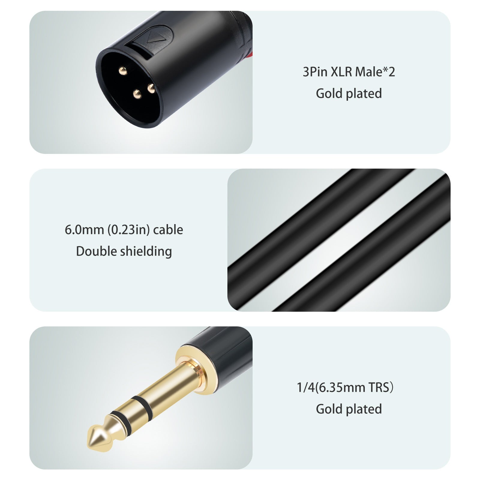 6.35mm TRS to XLR Cable